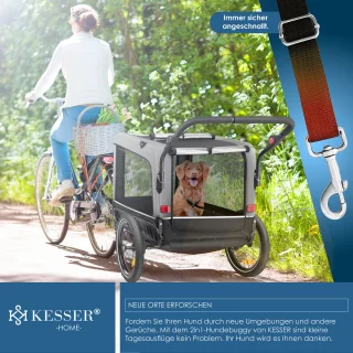 KESSER Hondenfietskar 3in1 40 kg Grijs