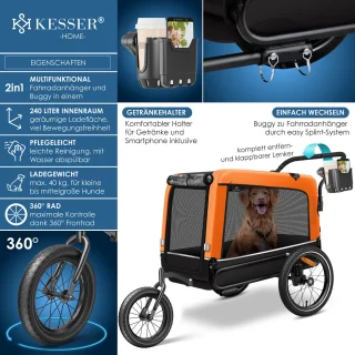 KESSER Hondenfietskar 3in1 40 kg