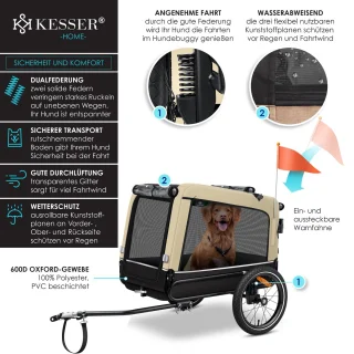 KESSER Hondenfietskar 3in1 Beige 40 kg