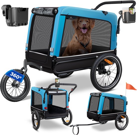 KESSER® Hondenfietskar 3in1 Blauw tot 40 kg