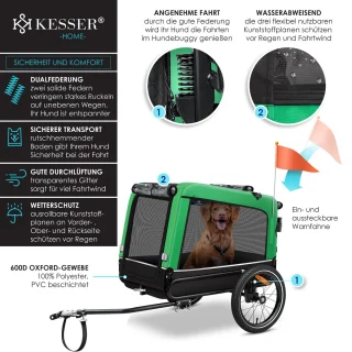 KESSER Hondenfietskar 3in1 Groen 40 kg