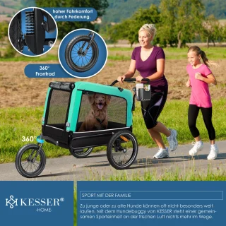 KESSER Hondenfietskar 3in1 Mintgroen 40 kg
