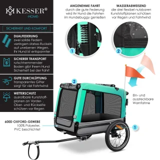 KESSER Hondenfietskar 3in1 Mintgroen 40 kg