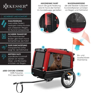 KESSER Hondenfietskar 3in1 Rood 40 kg