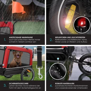 KESSER Hondenfietskar 3in1 Rood 40 kg