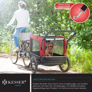KESSER Hondenfietskar 3in1 Rood 40 kg
