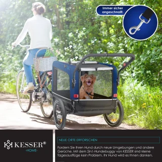 KESSER Hondenfietskar 3in1 tot 40kg Marineblauw