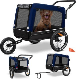 KESSER Hondenfietskar 3in1 tot 40kg Marineblauw