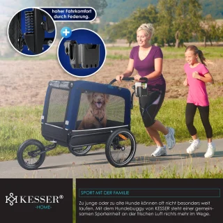 KESSER Hondenfietskar 3in1 tot 40kg Marineblauw