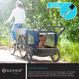 KESSER Hondenfietskar 3in1 tot 40kg Marineblauw