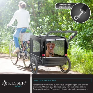 KESSER® Hondenfietskar 3in1 Zwart 40 kg