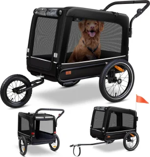 KESSER® Hondenfietskar 3in1 Zwart 40 kg