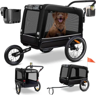 KESSER® Hondenfietskar 3in1 Zwart 40 kg