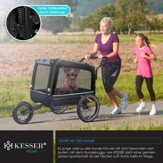 KESSER® Hondenfietskar 3in1 Zwart 40 kg