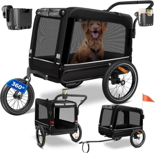 KESSER® Hondenfietskar 3in1 Zwart 40 kg