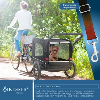 KESSER® Hondenfietskar 3in1 Zwart 40 kg