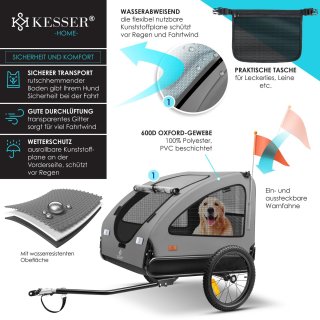 KESSER Hondenfietskar 45 kg 2in1 Grijs