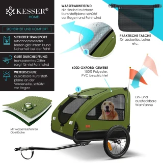 KESSER Hondenfietskar 45 kg 2in1 Khaki