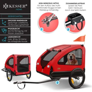 KESSER hondenfietskar 45 kg rood