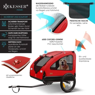 KESSER hondenfietskar 45 kg rood