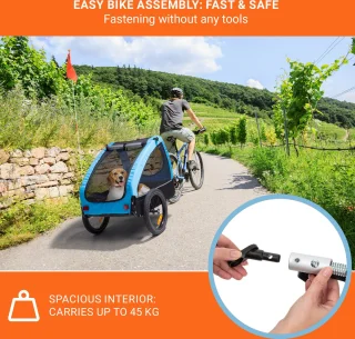 Klarfit Husky Hondenfietskar Zwart Blauw 45 kg