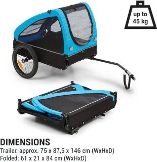 Klarfit Husky Hondenfietskar Zwart Blauw 45 kg