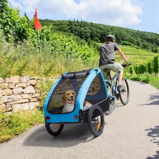 Klarfit Husky Hondenfietskar Zwart Blauw 45 kg