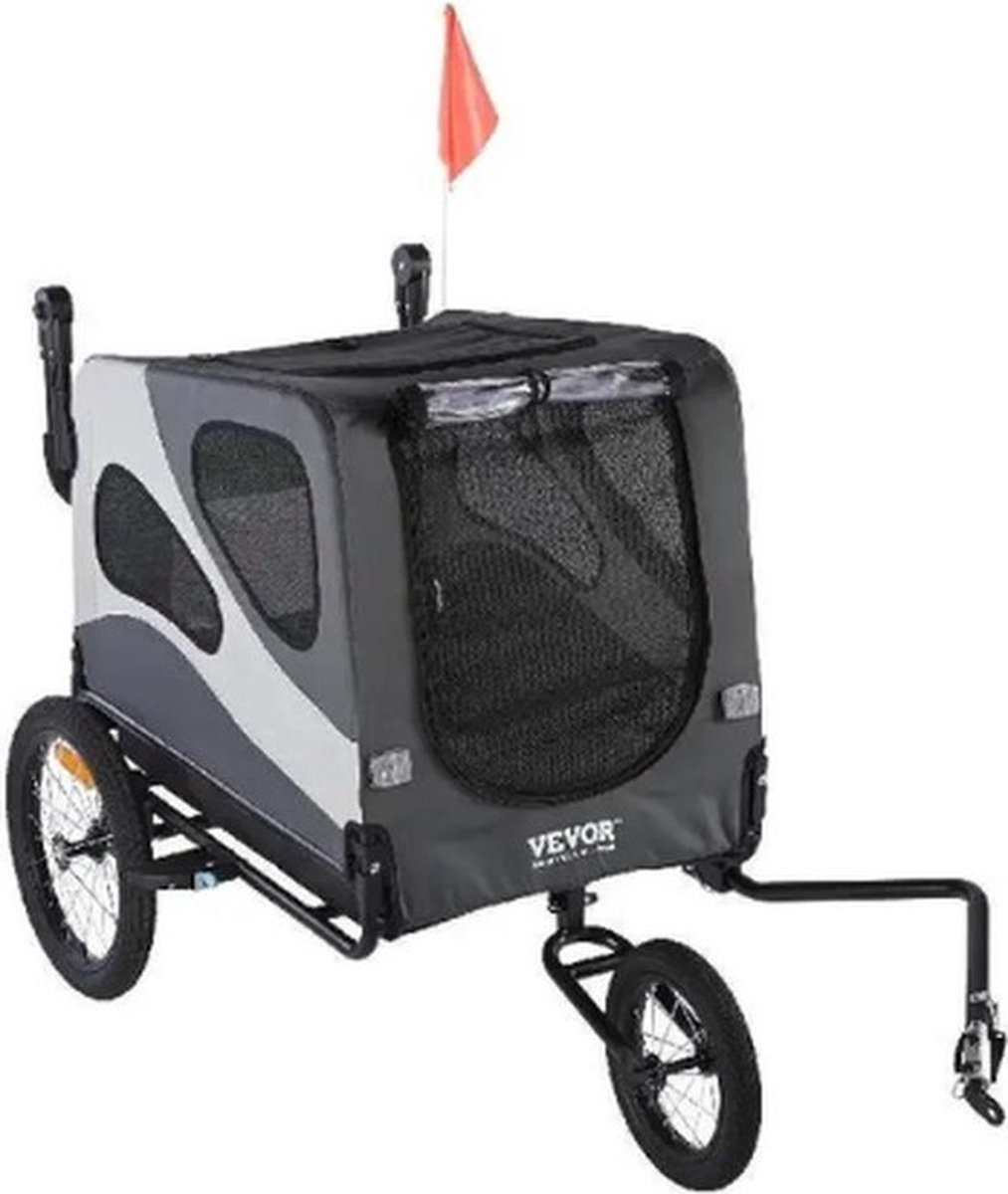 De Luxe 2-in-1 Honden- en Kinderfietskar XL Grijs in één oogopslag