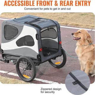 Luxe 2-in-1 Honden- en Kinderfietskar XL Grijs