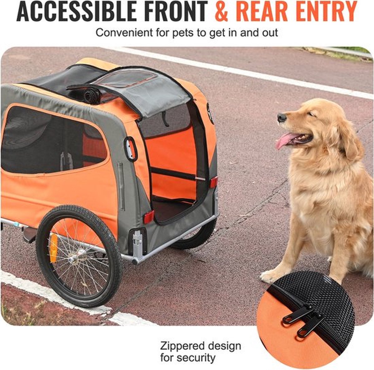 Wat vinden we goed aan de Luxe 2-in-1 Honden- en Kinderfietskar XL Oranje