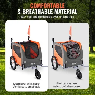 Luxe 2-in-1 Honden- en Kinderfietskar XL Oranje