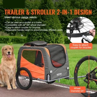 Luxe 2-in-1 Honden- en Kinderfietskar XL Oranje