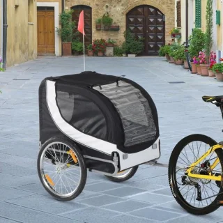 Luxe Fiets Hondenfietskar Zwart/Wit