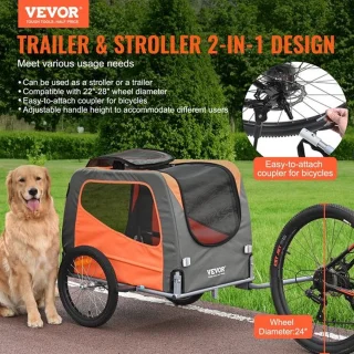 Luxe Fietskar 2in1 Honden- en Kinderkar XLarge Oranje