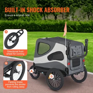 Luxe Fietskar Hondenaanhanger XLarge Grijs