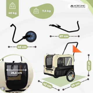 Mobiclinic Bark Hondenfietskar Tot 40Kg Wit/Zwart