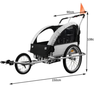 MOZY 3-in-1 Fietskar 2 Persoons Grijs