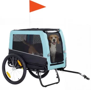 Opvouwbare fietsaanhanger voor middelgrote honden tot 20 kg - lichtblauw