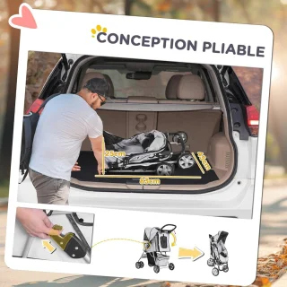 Opvouwbare hondenbuggy 4-wiel