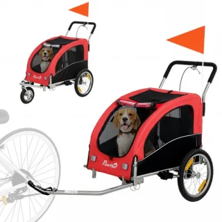 PawHut fietskar voor huisdieren staal rood