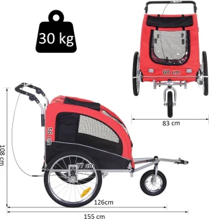 PawHut hondenfietskar en jogger 2-in-1 5663-1289