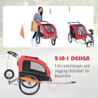PawHut hondenfietskar en jogger 2-in-1 5663-1289