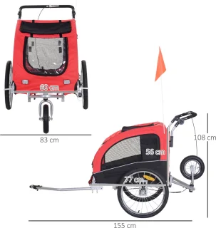 PawHut hondenfietskar en jogger 2-in-1 5663-1289