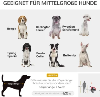 PawHut hondenfietskar en jogger 2-in-1 5663-1289