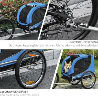 PawHut Hondenkar Fietskar Blauw/Zwart B4-0003-008