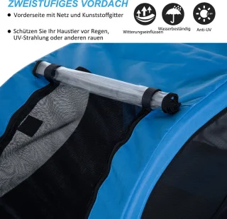 PawHut Hondenkar Fietskar Blauw/Zwart B4-0003-008