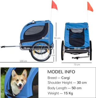 PawHut Hondenkar Fietskar Blauw/Zwart B4-0003-008