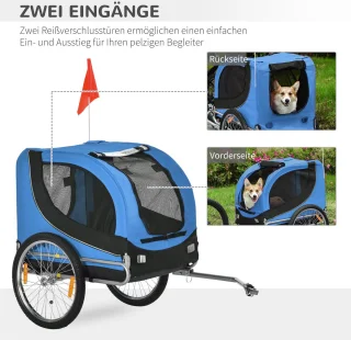 PawHut Hondenkar Fietskar Blauw/Zwart B4-0003-008