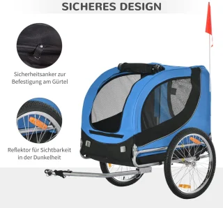 PawHut Hondenkar Fietskar Blauw/Zwart B4-0003-008