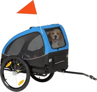 De Pawhut Huisdierenfietstrailer Oxford-stof/staal Blauw in één oogopslag
